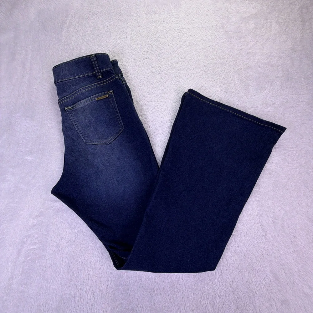 Michael Kors Women 10 (30x32) Jeans Flare High Rise Dark Blue Denim Stretch